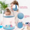 Picture of LessMo Easter Bunny Basket Egg Buckets, Blue Cute Personalized Canvas Cotton Tote Bags Egg Hunt Basket for Easter Party Gifts