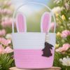 Picture of Easter Basket, Empty Easter Baskets for Kids Boys Girls with Bunny Tag Egg Basket Eater Gifts Basket Toddler Teens Babys First Easter Basket with Handle Pink White