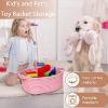 Picture of Poschnor Baby Gift Basket with Gift Bags and Ribbons, 12x 8x 5 Inch Basket for Baby and Pet Toys, Small Cotton Rope Basket - Pink