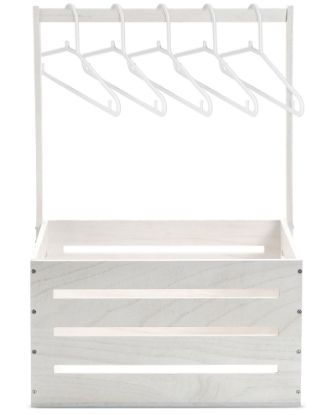 Picture of Suzile White Wooden Baby Shower Crate Closet Wood Basket for Gifts with Handle Boy Girl Clothes Gender Reveal Storage Box for Newborn New Parent (Classic)