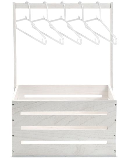 Picture of Suzile White Wooden Baby Shower Crate Closet Wood Basket for Gifts with Handle Boy Girl Clothes Gender Reveal Storage Box for Newborn New Parent (Classic)