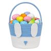 Picture of CubesLand Empty Easter Basket for Kids Babies Boys and Girls, Cute Easter Treasure Hunt Bunny Basket, Sturdy Cotton Rope Gift Basket, Egg Hunts, Festive Decor & Gift Ideas - Blue, Large