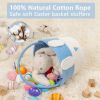 Picture of CubesLand Empty Easter Basket for Kids Babies Boys and Girls, Cute Easter Treasure Hunt Bunny Basket, Sturdy Cotton Rope Gift Basket, Egg Hunts, Festive Decor & Gift Ideas - Blue, Large