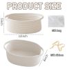 Picture of JMvicyroam Woven Basket,Small Rope Storage Bin with Handles & Ribbon Bag, Organizer for Shelves Closets,Gift Basket Empty for Birthday,Books,Dog Toys,White/2 Pack