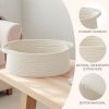 Picture of JMvicyroam Woven Basket,Small Rope Storage Bin with Handles & Ribbon Bag, Organizer for Shelves Closets,Gift Basket Empty for Birthday,Books,Dog Toys,White/2 Pack