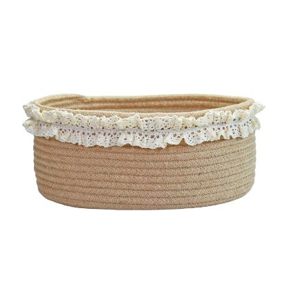 Picture of Yimi's Dream Baskets for Gifts Empty, Small Brown Storage Basket for Shelves, Decorative Jute Woven Basket for Nursery, Baby Shower, Christmas, Families (Oval, 12"x 8"x 5")