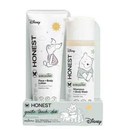 Picture of The Honest Company 2-in-1 Cleansing Shampoo and Body Wash, Face Lotion Bundle, Disney Design, Gentle for Baby, Dermatologist Tested, Sensitive Fragrance-Free, 18.5 fl oz