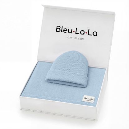 Picture of Bleu La La Baby Gift Set - Organic Cotton Newborn Blanket Essentials, Thoughtful Baby Shower & New Baby Gift for Boys & Girls (Luxe - Sky Blue)