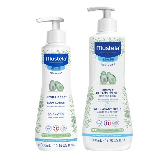 Picture of Mustela Baby Bath Time Gift Set - Baby Skin Care Essentials with Natural Avocado - Contains Hydra Bebe Body Lotion 10.14 fl. oz. & Gentle Cleansing Gel 16.9 fl. oz. - 2 Items Set