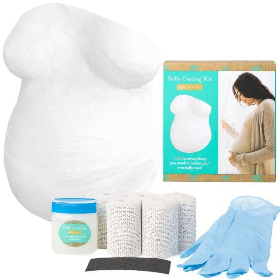 Picture of Kate & Milo Belly Casting Kit - DIY Pregnancy Keepsake Maternity Belly Cast Kit with 5 Non-Toxic Plaster Rolls, Gloves & Lubricant - Personalized Baby Shower Gift for Expecting Moms & Nursery Decor
