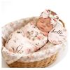 Picture of Galabloomer Newborn Receiving Blanket Headband Set Flower Print Baby Swaddle Blankets (Vintage)