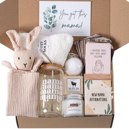Picture of New Mom Care Package After Baby, 7pcs New Mom Gifts Set After Birth, Postpartum Gifts for Mom, After Birth Postpartum Essentials for Mom Kit, Pregnancy Gifts for First-Time Moms, Expecting Mom
