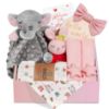 Picture of Totiro Newborn Baby Girl Gift, 9 Pcs Baby Gifts for Girls Newborn Essentials, New Baby Girl Gift Basket Baby Shower Gender Reveal Gifts, New Mom Gift Swaddle Blanket Bunny Rattle Gift Set