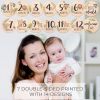 Picture of Baby Monthly Milestone Cards Sign - 7 Double Sided Animals Marker Wooden Circles Discs Newborn Photography Prop, Pregnancy Journey Birth Announcement Sign Baby Boy and Girl Gift Sets