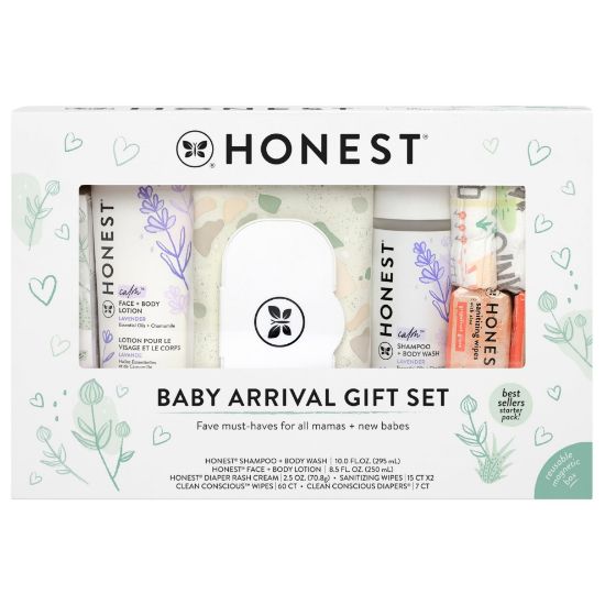 Picture of The Honest Company Baby Arrival Gift Set Newborn Essentials Welcome Box, Diapers Wipes Personal Care Diaper Rash Cream