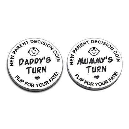 Picture of New Dad Mom Gifts Funny Decision Making Coin, New Baby Gift for Parent Mummy Daddy Pregnancy Women First Time to be Moms Dads Mother's Day Father's Day Gifts Double Sided
