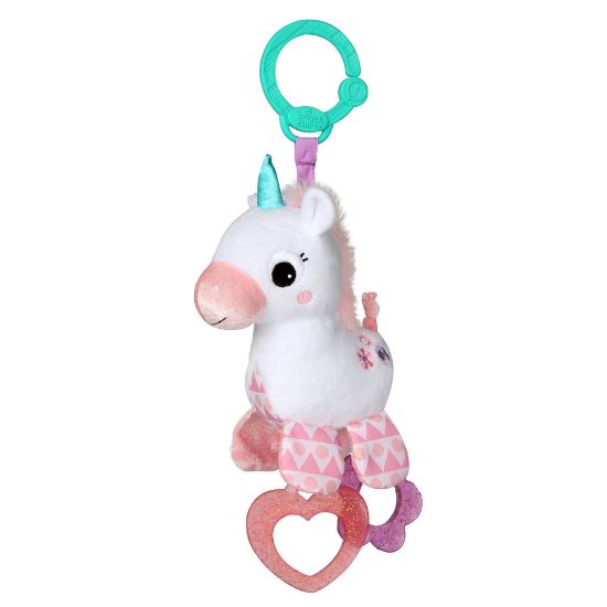 Picture of Bright Starts Unicorn Sparkle & Shine Plush Take-Along Stroller or Carrier Toy, Ages 0 Month+, Pink