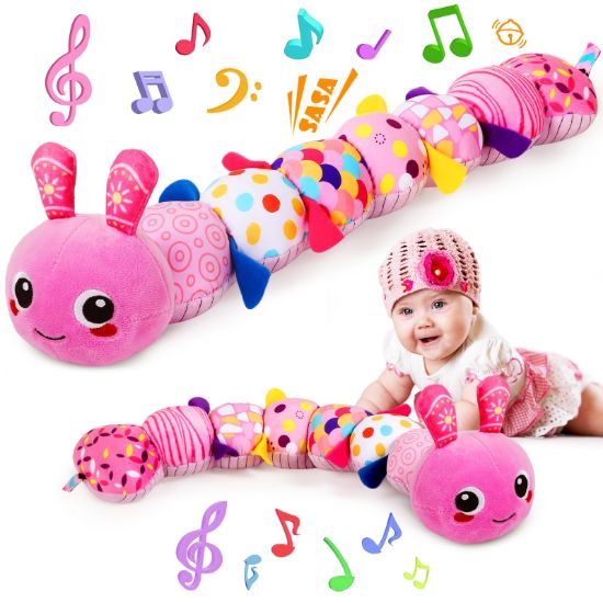 Picture of KMUYSL Baby Toys 0-6 6-12 Months, Sensory Music Animal Stuffed Toy for 0 1 2 3 4 5 6+ Months, Plush Toy with Crinkle and Rattles for Infant Newborn, Tummy Time Toys Gifts for 0-3-6-12 Month