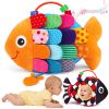 Picture of Baby Sensory Tummy Time Toys 0-6 Months Music Fish Toy for Infant 3 4 5 6 Month Old Black and White High Contrast Newborn Toys with Mirror Crinkle Rattle for 3-6 6-12 Months Baby Boy Girl Shower Gifts