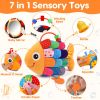 Picture of Baby Sensory Tummy Time Toys 0-6 Months Music Fish Toy for Infant 3 4 5 6 Month Old Black and White High Contrast Newborn Toys with Mirror Crinkle Rattle for 3-6 6-12 Months Baby Boy Girl Shower Gifts