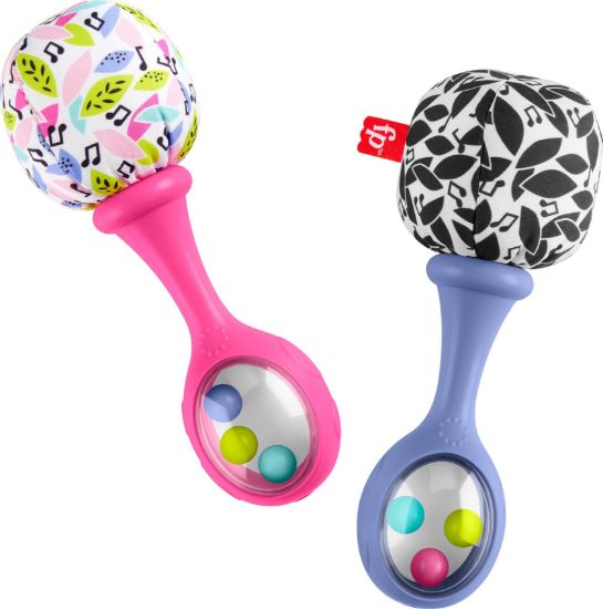 Picture of Fisher-Price Newborn Toys Rattle n Rock Maracas, 2 Soft Musical Instruments for Developmental Play Babies Ages 3+ Months, Pink & Purple