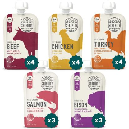 Picture of Serenity Kids 6+ Months Meat Baby Food Pouches - Nutrient-Packed & No Added Sugar Baby Essentials - 5g Protein Toddler Food Pouch - 18 Count, 3.5 Oz