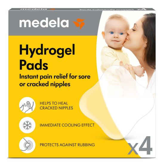 Picture of Medela Hydrogel Pads, Instant Pain Relief for Cracked or Sore Nipples from Breastfeeding and Pumping, Cooling Moisture Supports Natural Healing, Pack of 4