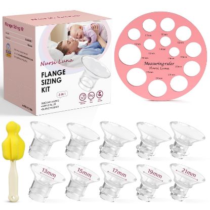 Picture of Nursi Luna Flange Inserts 10PCS 13/15/17/19/21mm for 24mm Flanges/Shield of Most Pumps, Flange Sizing Kit Silicone Flanges Insert, Breastfeeding Essentials Kit for New Moms