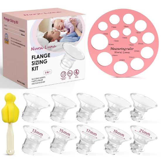 Picture of Nursi Luna Flange Inserts 10PCS 13/15/17/19/21mm for 24mm Flanges/Shield of Most Pumps, Flange Sizing Kit Silicone Flanges Insert, Breastfeeding Essentials Kit for New Moms