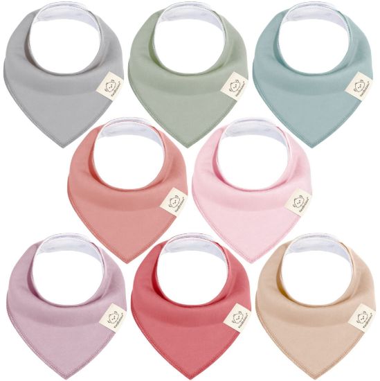Picture of KeaBabies 8-Pack Organic Baby Bandana Bibs for Girls - Super Absorbent Triangle Baby Bibs for Drooling and Teething Infant, Cotton Extra Soft for Newborn, Infant 0-36 Months (Muted Pastel)
