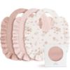 Picture of Konssy Muslin Baby Bibs for Girls - Soft Cotton Drool Bibs, Ruffle Trim for Newborns & Toddlers 0-36 Months 3-Pack