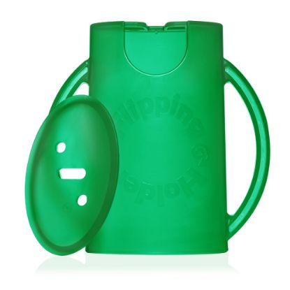 Picture of Original Squeeze Proof Flipping Holder with Open Bottom for Food Pouches & Juice Boxes - Multipurpose - Prevent Messes & Support Self-Feeding - Easy Grasping Handles - Made in USA