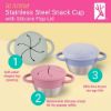 Picture of Elk and Friends Stainless Steel Snack Cups | Removable Silicone Food Catcher and Travel Lid | Spill-Proof Snack Containers for Baby, Toddler, Kids | Dishwasher Safe | 2 Pack