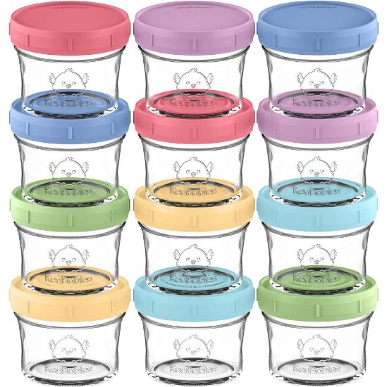 Picture of KeaBabies 12pk 4oz Glass Baby Food Containers with Lids - Leak-Proof, Microwavable Small Glass Jars, Baby Purees & Toddler Snack Storage Containers, BPA-Free, Dishwasher & Freezer Safe (Nord)