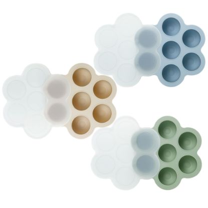 Picture of PandaEar 3 Pack Baby Food Freezer Tray with Lids, Silicone Baby Food Storage Container for Homemade Baby Food, Purees, Breastmilk (Blue/Green/Carnation)