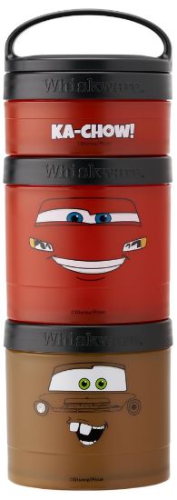 Picture of Whiskware Disney Pixar Stackable Snack Containers for Kids and Toddlers, 3 Stackable Snack Cups for School and Travel, Cars Lightning McQueen and Mater
