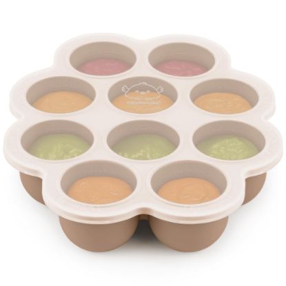 Picture of KeaBabies Silicone Food Freezer Trays with Lid, 2oz x 10 Pods Baby Food Storage Containers, Easy Puree Meal Prep, Breast Milk Silicone Freezer Molds, Dishwasher, Microwave Safe, BPA-Free (Chai Latte)