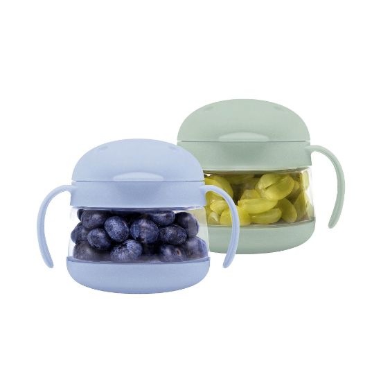 Picture of Ubbi Tweat No Spill Snack Container for Kids, BPA-Free, Toddler Snack Container, Sage & Blue