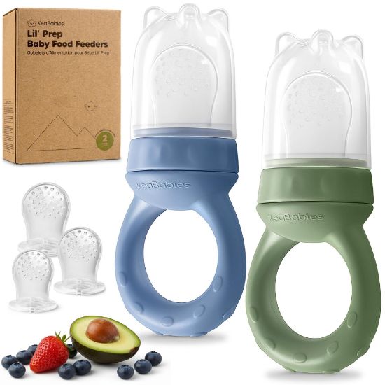 Picture of KeaBabies Baby Fruit Feeder 2pk - Silicone Baby Food Feeder for Babies 6-12 Months, Breast Milk Popsicle Teether, Weaning, Pacifier, Freeze Frozen Solid Food, Infant Feeding Essential (Slate)