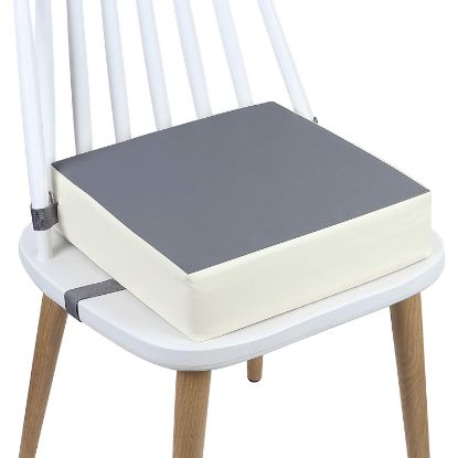 Picture of Booster Seat for Kitchen Chair - PU Waterproof Toddler Booster for Dining Table, Portable Travel Increasing Cushion for Kid (Grey)