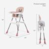 Picture of Dream On Me TableTalk 2-in-1 High Chair for Baby & Toddler - Convertible High Chair to Junior Chair, Removable Padded Seat, Dual Dishwasher-Safe Trays, Styrdy Steel Frame, Quick Folding Design - Pink