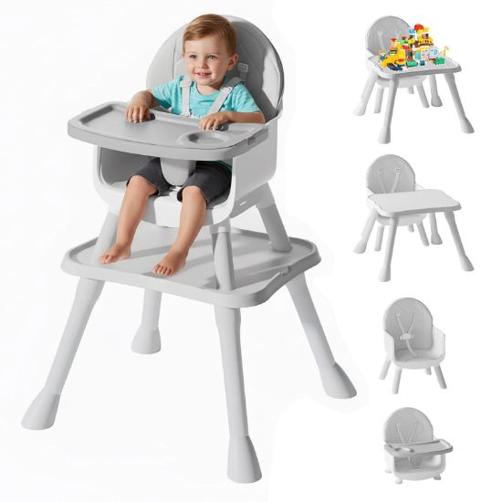 Picture of UNISWAN 6 in 1 Baby High Chair, Convertible Highchair for Babies and Toddlers (Grey)