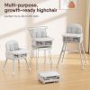 Picture of Obee Odee 3-in-1 Portable Baby High Chair for Babies and Toddlers, Convertible Easy Clean Infant Foldable Highchair with Adjustable Legs & Dishwasher Safe Tray, Grey