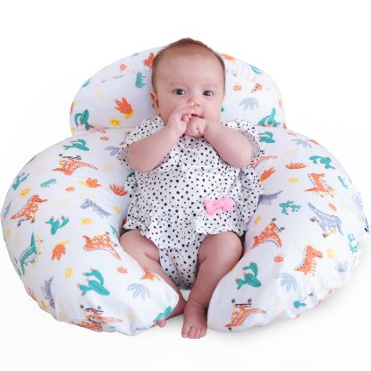 Picture of AMASKY Nursing Pillow, More Support for Mom and Baby, Removable Cotton Cover and Colorful Animal Patterns, Machine Washable, Plus Size Baby Pillow, White, Pallet of Product