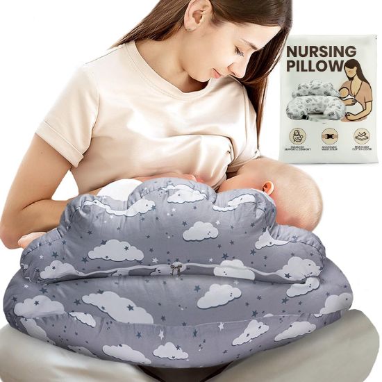 Picture of Nursing Pillow - Breastfeeding Pillows with Security Fence for Enhanced Support & Comfort - Removable Cotton Cover, Adjustable Waist Strap, Newborn Essentials Must Haves Baby Registry Search