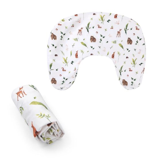 Picture of Boppy Nursing Pillow Cover - Soft, Hypoallergenic Washable Microfiber Bottle & Breastfeeding Pillow Covers (Redesigned Feeding Pillow Sold Separately) - Neutral Plants and Animals