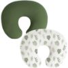 Picture of Coreeky Muslin Nursing Pillow Covers, 2 Pack, Soft & Adorable Slipcovers with Zipper Closure, Cotton Covers for Breastfeeding Pillows (Leaf, Green)