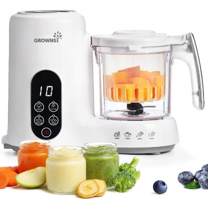 Picture of Grownsy Baby Food Maker with Steam Basket, One Step Baby Food Processor Steamer Puree Blender Grinder Mills Machine, Auto Cooking Grinding and Sterili-zing for Healthy Homemade Baby Food, BPA-Free