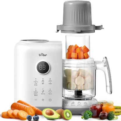 Picture of Bear Baby Food Maker with 18.5oz Dual-Layer Steam Baskets, OneStep Baby Food Processor Steamer Puree Blender Grinder Mills, Auto Cooking Grinding&Sterili-zing for Healthy Homemade Baby Food, BPA-Free