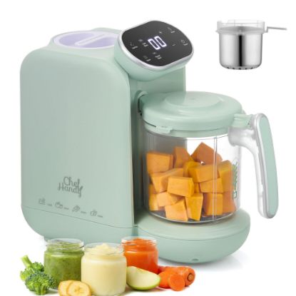 Picture of Chefhandy Baby Food Maker with Stainless Steel Steam Basket | 5-in-1 Baby Food Processor, Steamer & Blender for Homemade Baby Food, BPA-Free, 6 Reusable Pouches, Ideal for Newborns & Infants, Green